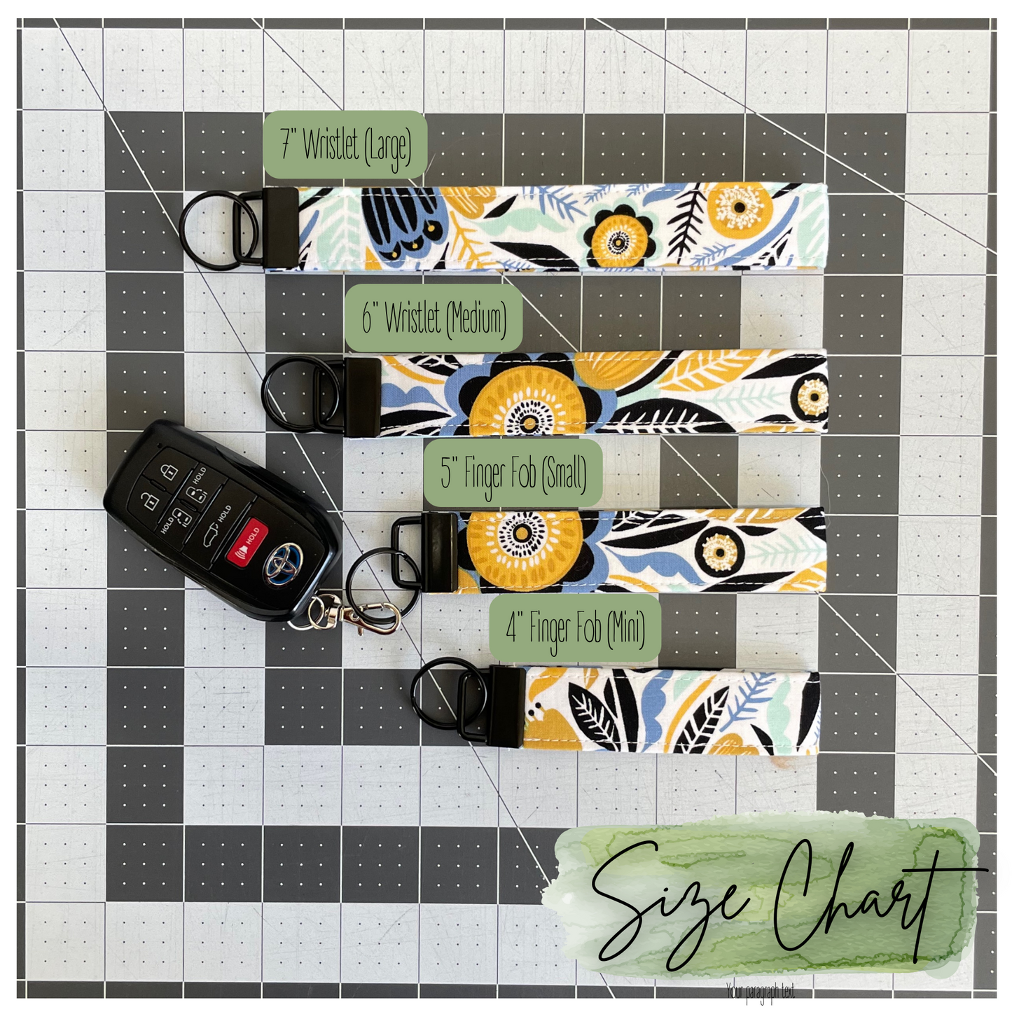 Key Fob Wristlet Keychain | Finger Fob Keychain | Style No. 1 | Handmade | Limited Press